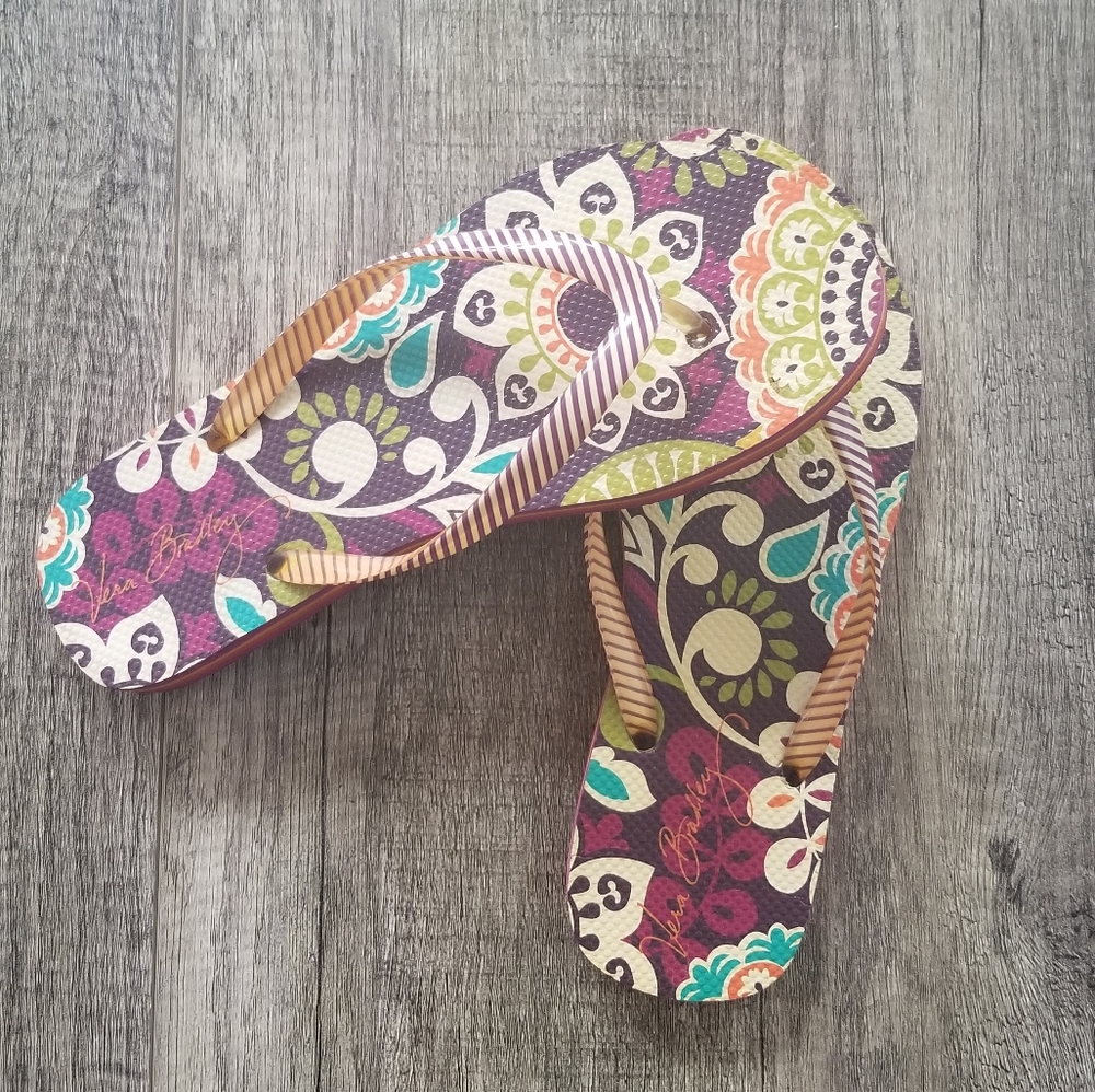 Vera Bradley flip flops in Plum Crazy